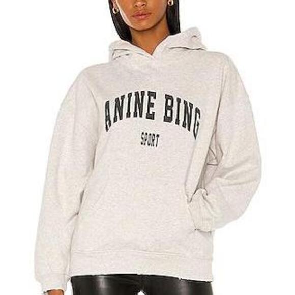 Anine Bing Sweaters - Sport Harvey Sweatshirt in Heather Grey